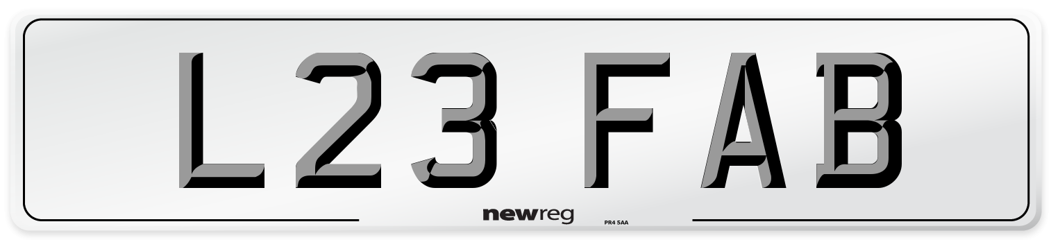 L23 FAB Number Plate from New Reg